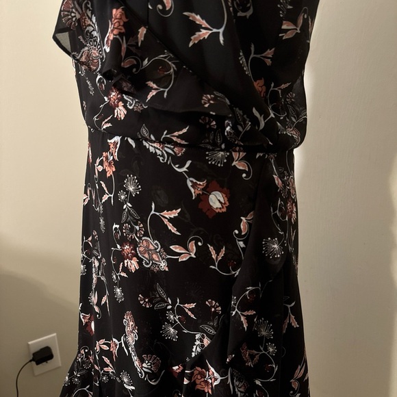 Floral Short Black Sleeveless Ruffle Dress Summer Feminine Large Party - Picture 8 of 13